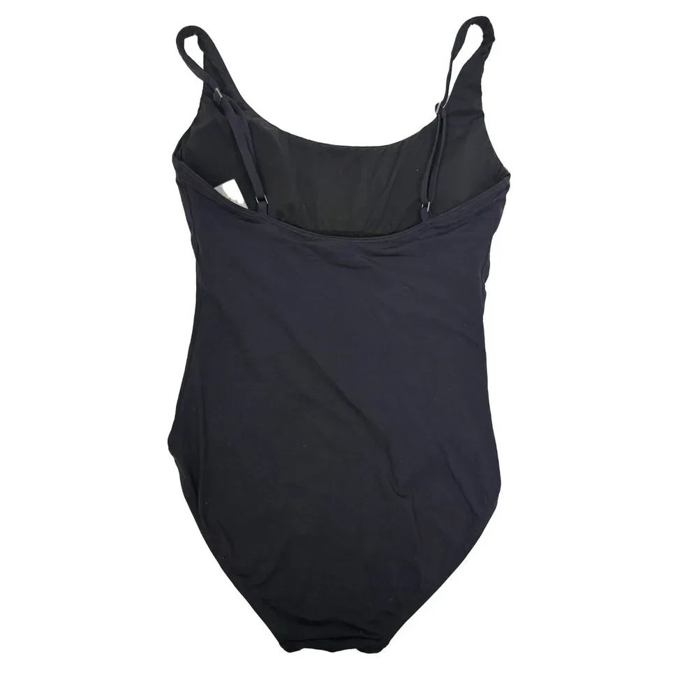 DKNY Scoop Neck One Piece 8 Navy Blue Adjustable Strap Swimsuit EUC B4 - Picture 2 of 4